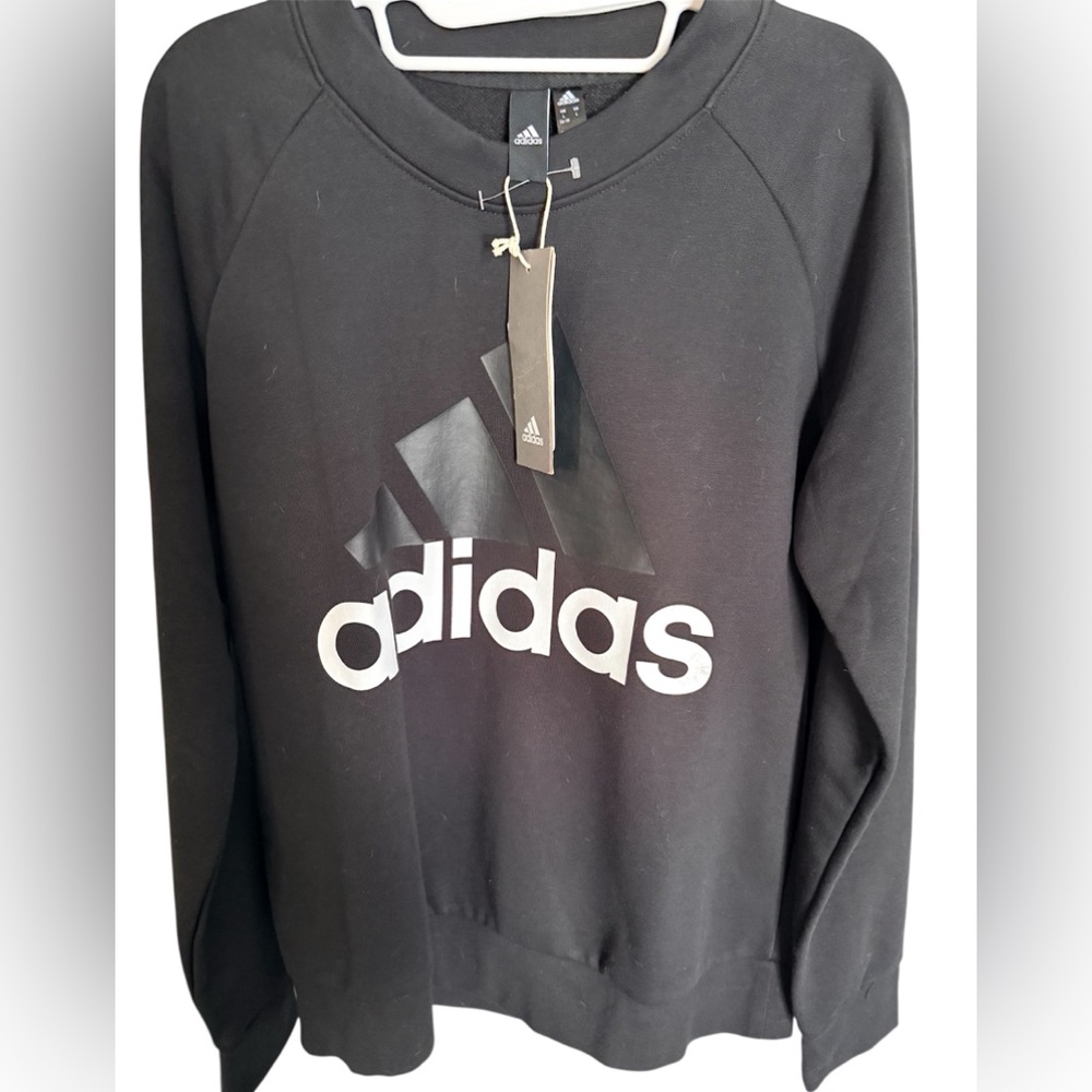 Adidas Linear Black and White Crewneck Sweatshirt Sz. L NWT